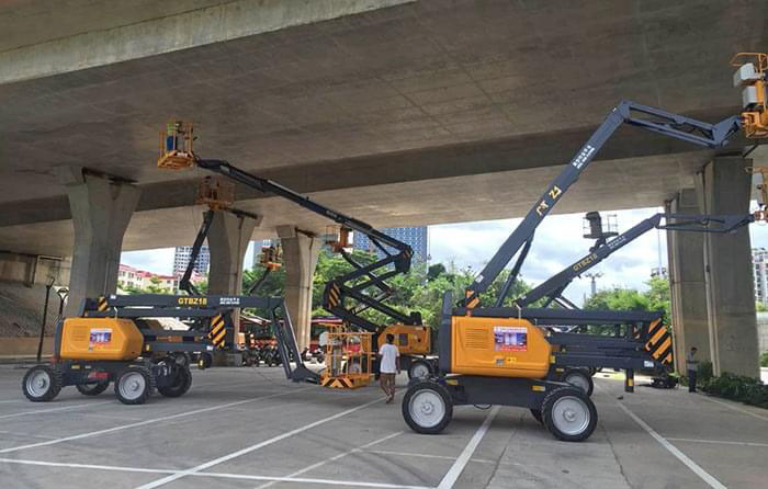 Aerial work truck in operation